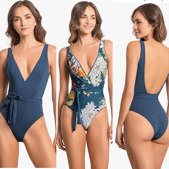 NWOT Maaji Bluejay Serenne Plunge One Piece Fashion Size L $165 - Picture 3 of 5